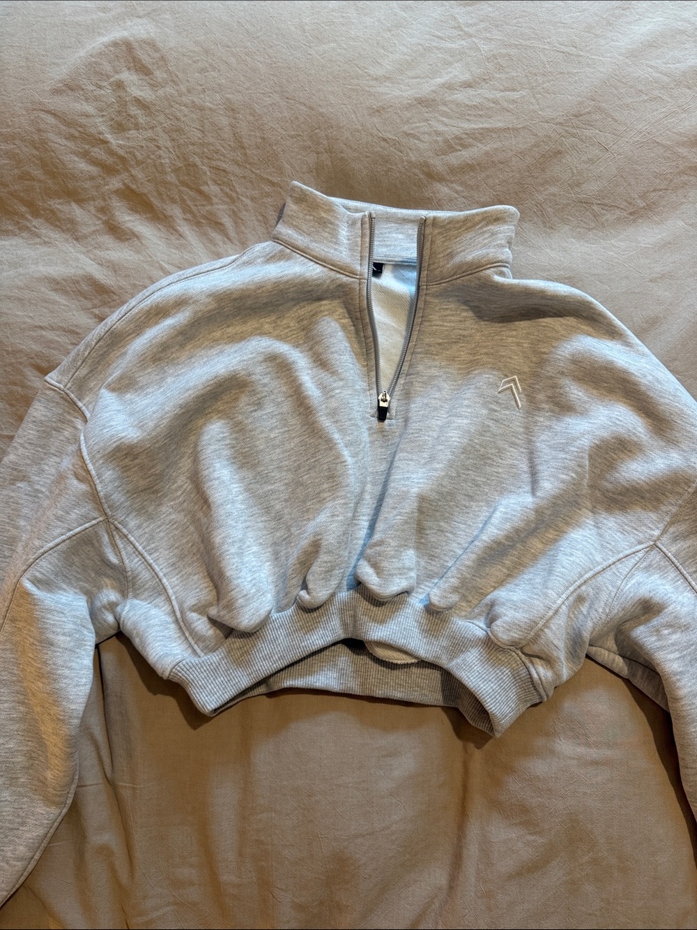 Oner Active Light Gray Cropped Quarter-Zip Sweatshirt